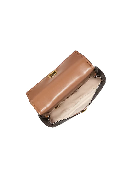 Michael Kors Women's Bryant Small Signature Logo Convertible Shoulder Bag Brown/Acorn/Gold
