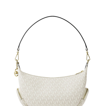 Michael Kors Women's Merritt Medium Signature Logo Convertible Shoulder Bag Light Cream Multi/Gold