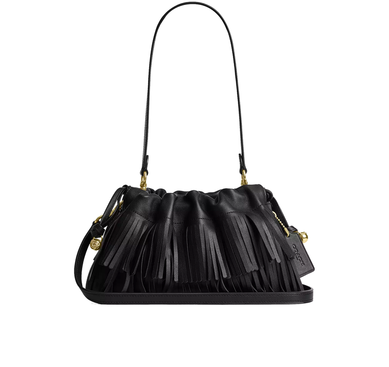 Coach Women's Faye Shoulder Bag With Fringe Gold/Black