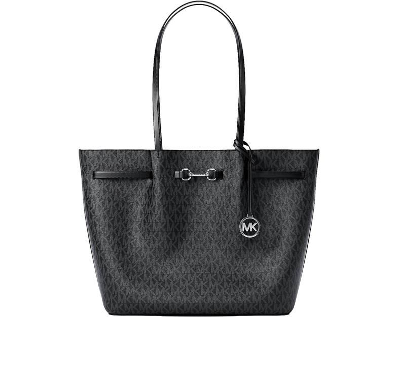 Michael Kors Women's Carson Large Signature Logo Tote Bag Black/Silver