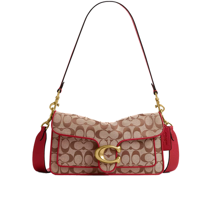 Coach Women's Tabby Shoulder Bag 26 In Signature Jacquard Brass/Poppy Signature