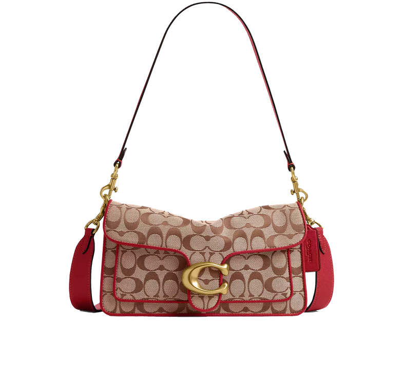 Coach Women's Tabby Shoulder Bag 26 In Signature Jacquard Brass/Poppy Signature