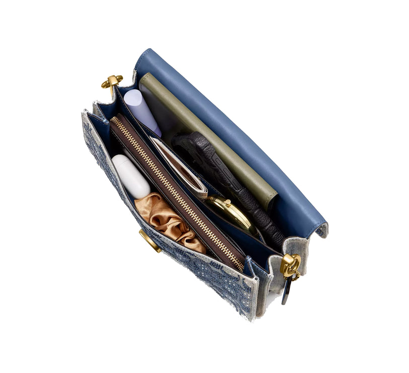 Coach Women's Tabby Shoulder Bag 26 In Regenerative Cotton Denim With Crystal Signature Brass/Denim