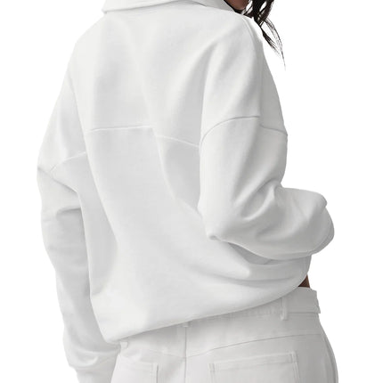 alo Women's Take It Easy Long Sleeve Henley Pullover White