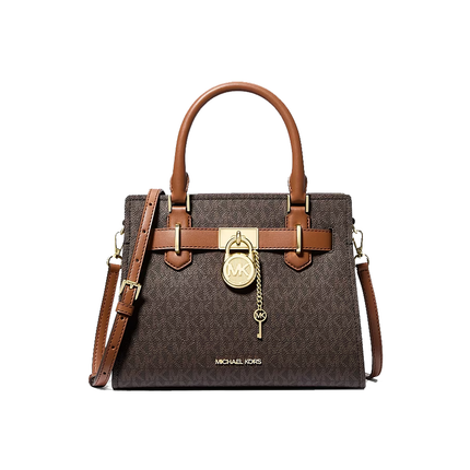 Michael Kors Women's Landon Small Logo Satchel Bag Brown/Gold