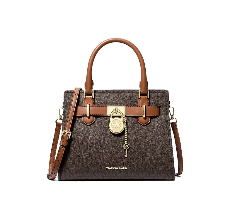 Michael Kors Women's Landon Small Logo Satchel Bag Brown/Gold