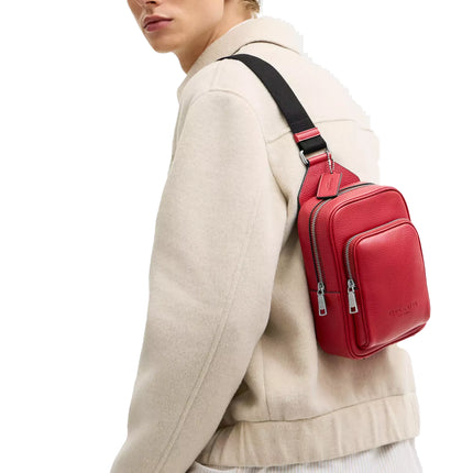 Coach Unisex Racer Sling Pack Silver/Poppy