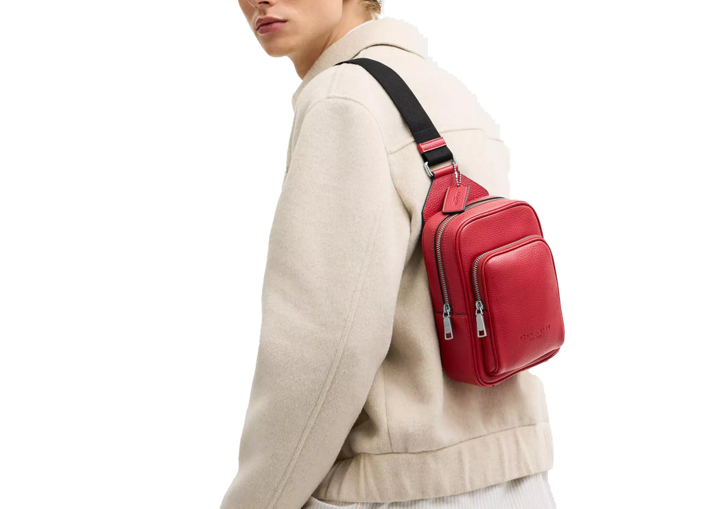 Coach Unisex Racer Sling Pack Silver/Poppy