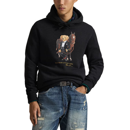 Polo Ralph Lauren Men's Polo Bear Fleece Hoodie Polo Black