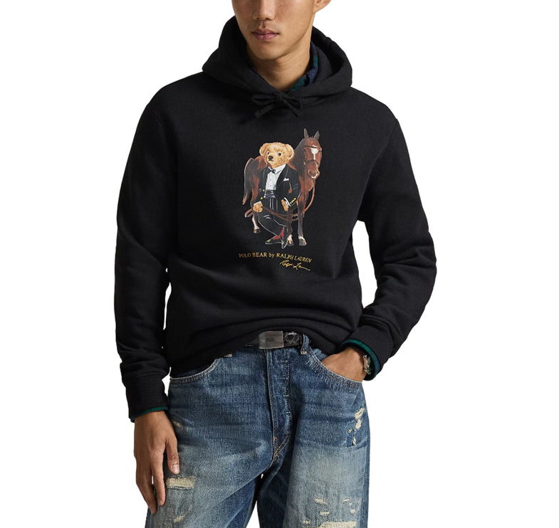 Polo Ralph Lauren Men's Polo Bear Fleece Hoodie Polo Black