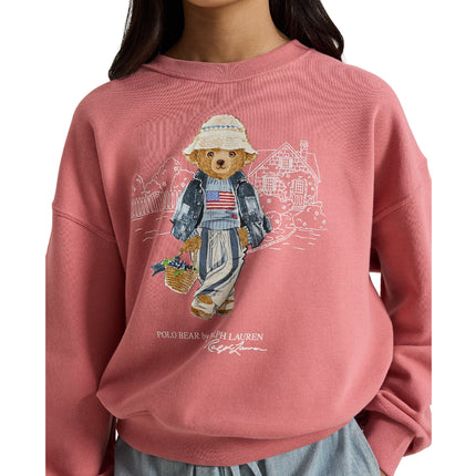 Polo Ralph Lauren Girl's Polo Bear Terry Sweatshirt Desert Rose