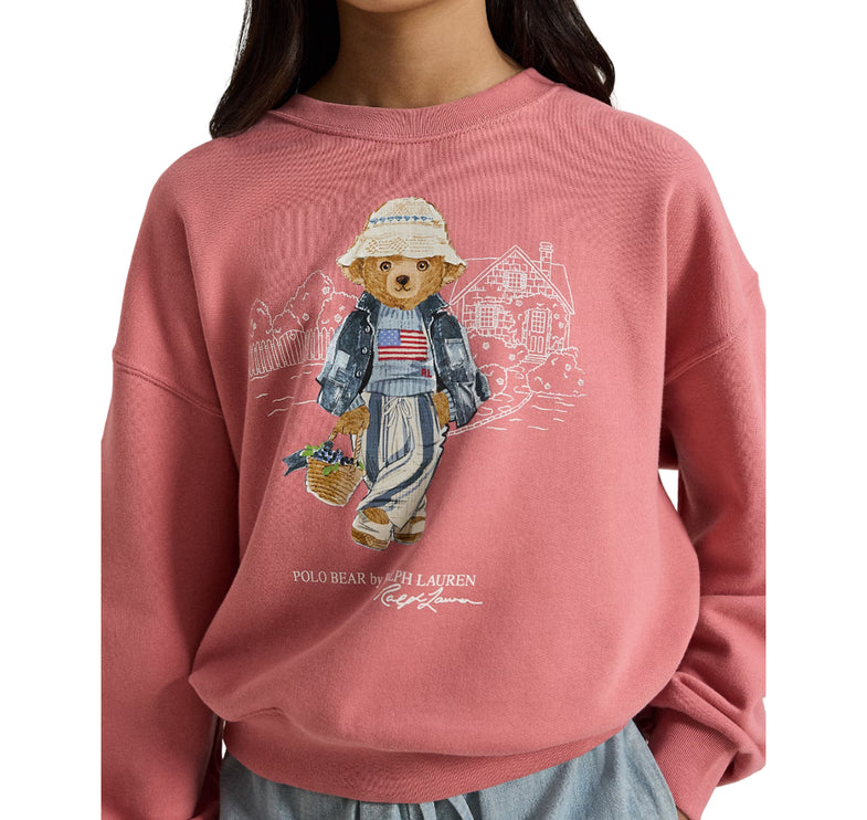 Polo Ralph Lauren Girl's Polo Bear Terry Sweatshirt Desert Rose