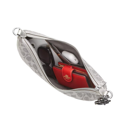 Coach Women's Aria Shoulder Bag In Signature Canvas Silver/Gray/Silver