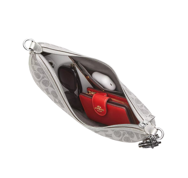 Coach Women's Aria Shoulder Bag In Signature Canvas Silver/Gray/Silver