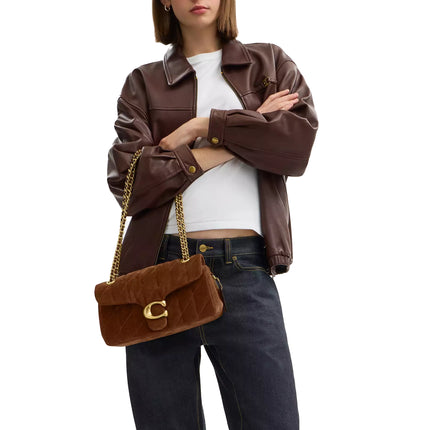 Coach Women's Tabby Shoulder Bag 26 With Quilting Suede/Brass/Warm Brown