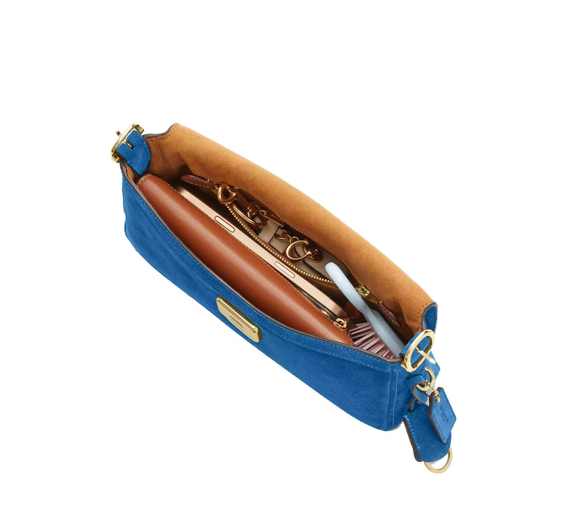 Coach Women's Etta Small Flap Shoulder Bag Gold/Blue Jay