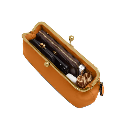 Coach Women's Kisslock Frame Bag 30 Brass/Saffron