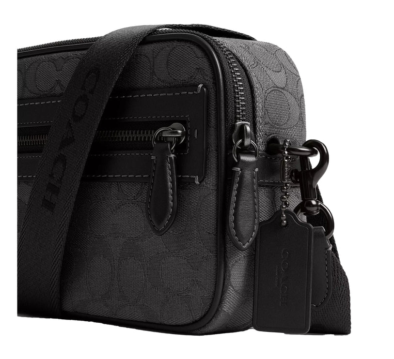 Coach Unisex Theo Camera Bag In Signature Jacquard Black