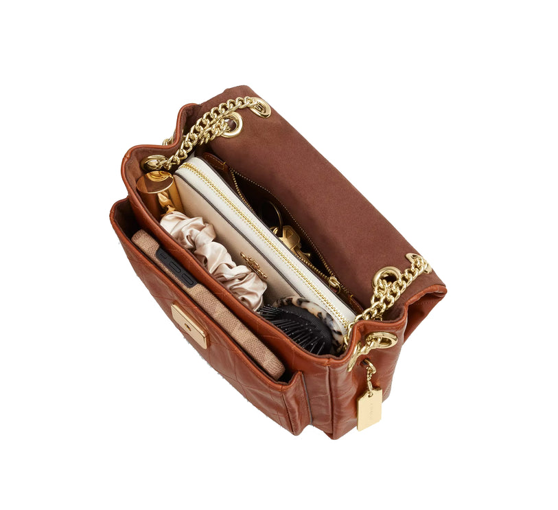 Coach Women's Elodie Crossbody Bag 24 With Quilting Gold/Cinnamon