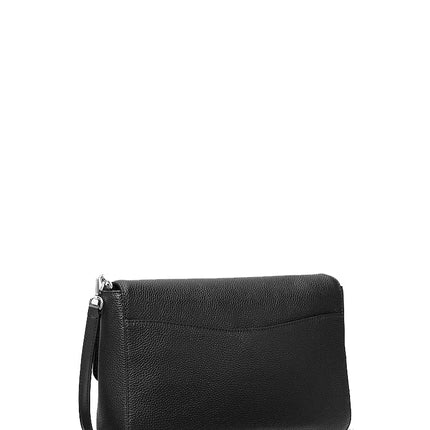 Michael Kors Women's Kacey Large Pebbled Leather Convertible Crossbody Bag Black/Silver