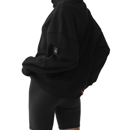 alo Women's Take It Easy Long Sleeve Henley Pullover Black