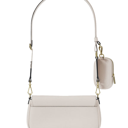 Michael Kors Women's Jet Set Travel Small Pebbled Leather Crossbody Bag With Pouch Light Cream/Gold