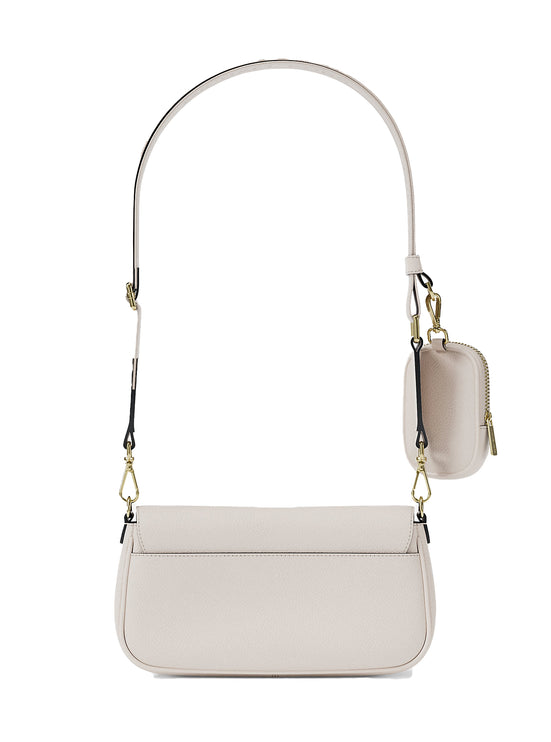 Michael Kors Women's Jet Set Travel Small Pebbled Leather Crossbody Bag With Pouch Light Cream/Gold