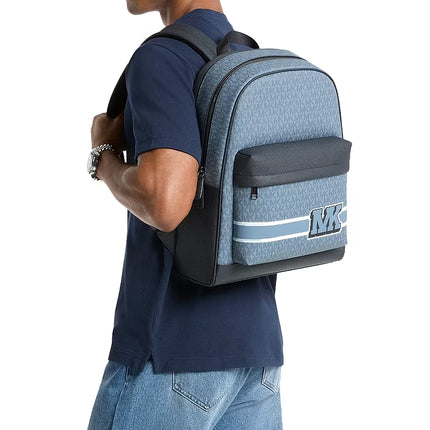 Michael Kors Unisex Pacey Embellished Striped Signature Logo Backpack Denim