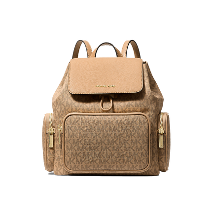 Michael Kors Women's Merritt Small Signature Logo Cargo Backpack Camel/Gold