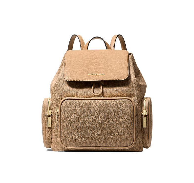 Michael Kors Women's Merritt Small Signature Logo Cargo Backpack Camel/Gold