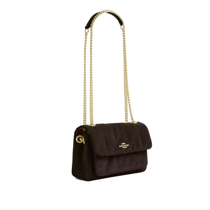 Coach Women's Elodie Crossbody Bag 18 With Quilting Suede/Gold/Ebony