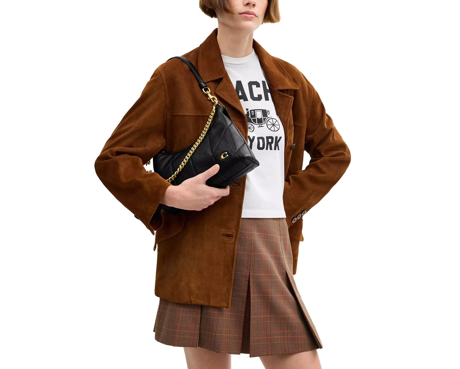 Coach Women's Juliet Shoulder Bag 25 With Quilting Brass/Black