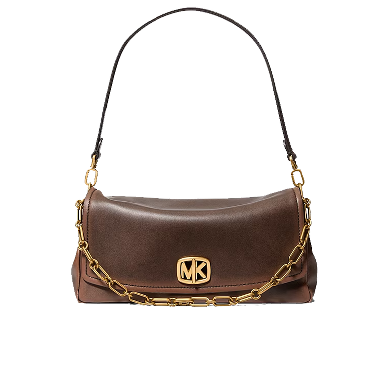Michael Kors Women's Bryant Large Leather Convertible Shoulder Bag Chocolate/Gold