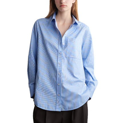 COS Women's Tailored Pima Cotton Shirt Blue/Striped