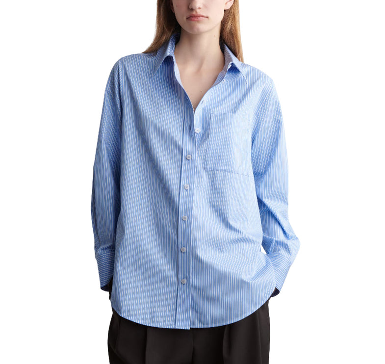 COS Women's Tailored Pima Cotton Shirt Blue/Striped