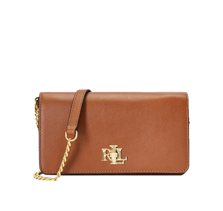 Polo Ralph Lauren Women's Leather Crossbody Turn Lock Tech Case Tan