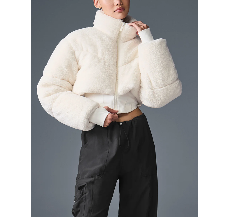 alo Women's Sherpa Main Act Corset Puffer - Ivory