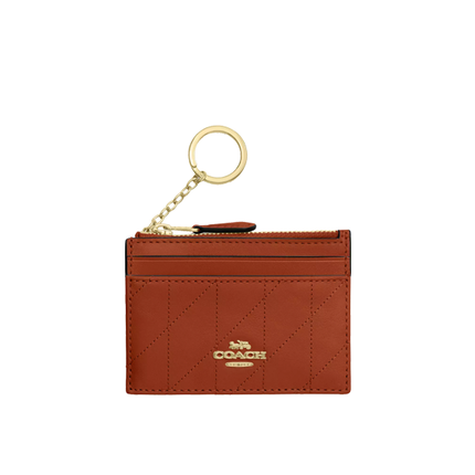 Coach Women's Mini Skinny Id Case With Quilting Gold/Cinnamon