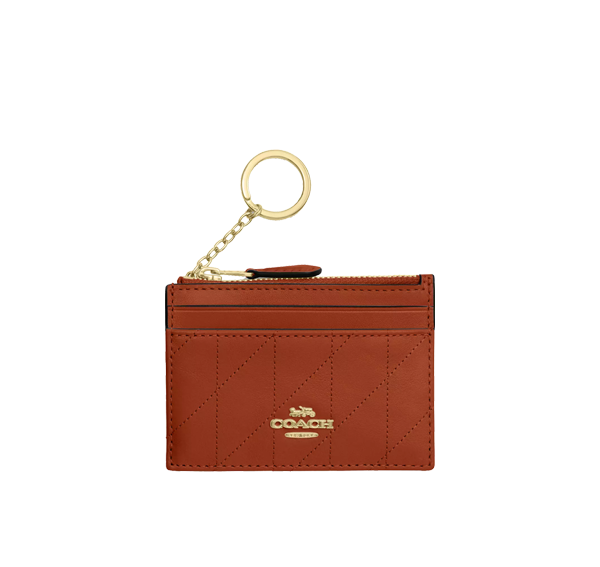 Coach Women's Mini Skinny Id Case With Quilting Gold/Cinnamon