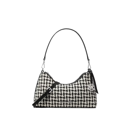 Michael Kors Women's Sammy Small Woven Houndstooth Convertible Crossbody Bag Black/Light Cream