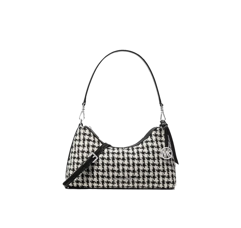 Michael Kors Women's Sammy Small Woven Houndstooth Convertible Crossbody Bag Black/Light Cream