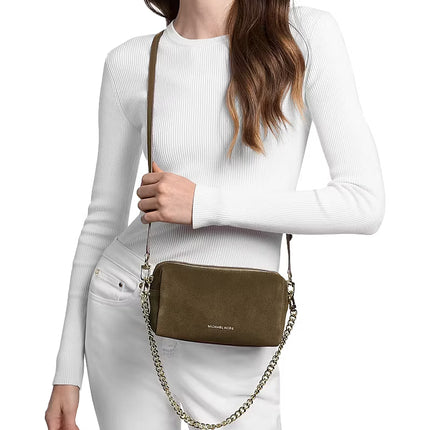 Michael Kors Women's Bryant Small Suede Convertible Crossbody Bag Loden/Gold