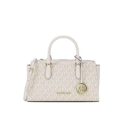 Michael Kors Women's Arden Small Signature Logo Messenger Bag Light Cream Multi