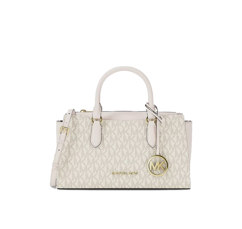 Michael Kors Women's Arden Small Signature Logo Messenger Bag Light Cream Multi
