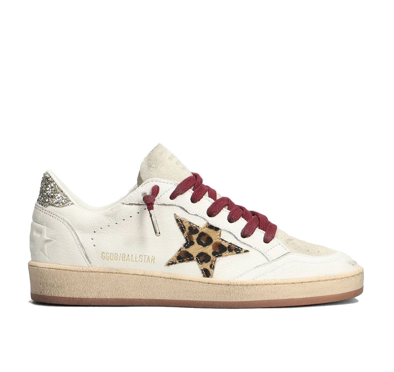 Golden Goose Women's Ball Star Sneakers Leopard Print/Silver/White