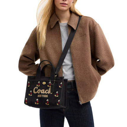 Coach Women's Disney X Coach Cargo Tote Bag 26 With Mickey Mouse In Regenerative Cotton Canvas Brass/Black Multi