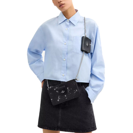 Coach Women's Poppy Crossbody Bag With Star Print Silver/Black Multi