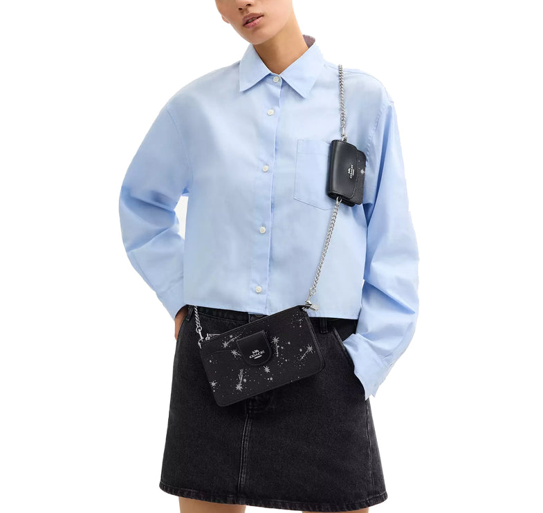 Coach Women's Poppy Crossbody Bag With Star Print Silver/Black Multi