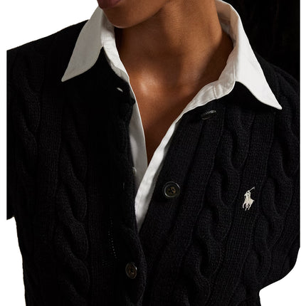 Polo Ralph Lauren Women's Cable-Knit Wool-Cashmere Cardigan Polo Black