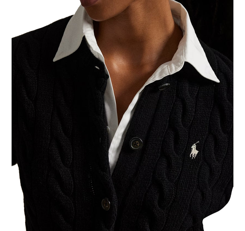 Polo Ralph Lauren Women's Cable-Knit Wool-Cashmere Cardigan Polo Black